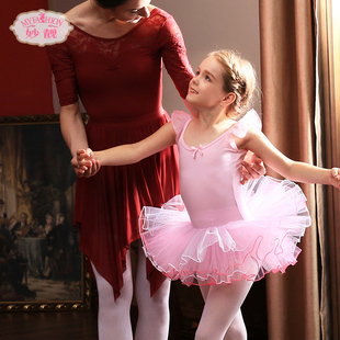 儿童舞蹈服短袖春夏秋季女童芭蕾舞裙幼儿演出服考级长袖练功服装