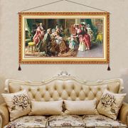 大型布艺挂画横版欧美油画风格，大厅沙发背景墙面装饰画毛绒壁挂毯