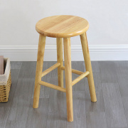 北欧原木圆凳实木凳子家用时尚梳妆凳简约餐厅椅木凳客厅板凳卯榫