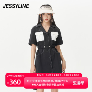 jessyline夏季女装杰茜，莱时尚黑色西装，连衣裙324211421