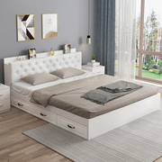榻榻米床板式床出租房用双人床，1.8米主卧现代简约高箱储物箱体床