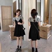 两件套洋气减龄背心吊带小黑裙+短袖T恤超仙小清新连衣裙套装女夏