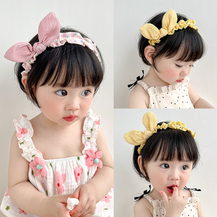 韩国儿童发箍宝宝蝴蝶结碎花，兔耳朵发卡女童，可爱小女孩头箍发饰品