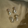 tyusha稀有淡水keshi耳钉，天然珍珠925银气质强光设计感耳饰