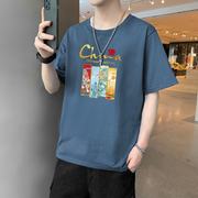 青少年免烫处理t恤男装，创意趣味棉毛布卡通动漫印花1210-1