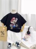 0-6岁儿童韩版休闲短袖T恤2024夏季男童卡通图案印花半袖纯棉上衣