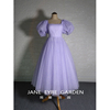 简爱花园紫色闪闪纱蓬蓬，连衣裙高级感在逃公主泡泡袖礼服ja141