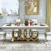 轻奢餐桌椅长方形高端大理石餐桌现代简约不锈钢吃饭桌家用小户型