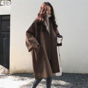 毛呢外套女秋冬季2023韩版小个子中长款时尚，宽松斗篷呢子大衣