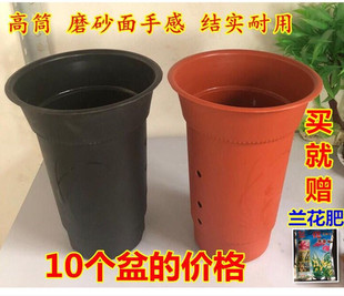 10个兰花盆塑料专用加厚仿紫砂带孔透气兰花花盆