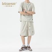 男士休闲套装夏季潮流短袖，t恤两件套韩版帅气时尚搭配运动服