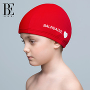 BE范德安儿童泳帽布料不勒头小红心男女宝宝中大童可爱防晒游泳帽