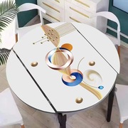 椭圆形桌垫可折叠圆桌桌布防水防油耐高温加厚皮革现代简约餐桌垫