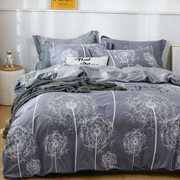 简约床上用品四件套斜纹纯棉全棉180x220被套床单1.8x2.2m床笠2米
