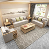 新中式实木沙发简约布艺，组合古典别墅酒店，客厅小户型原木家具定制