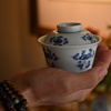 纯手绘青花盖碗景德镇陶瓷盖碗纯手工敬茶碗泡茶器仿古高温陶瓷碗