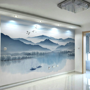 3d中式电视背景墙壁纸抽象意境，装饰壁画客厅水墨，意境山水墙纸大气
