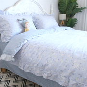 韩式花边浅紫色床上四件套全棉，纯棉公主风，床单被套床上用品l1