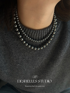 秋冬大溪地黑珍珠项链气质毛衣，链法式轻奢精致百搭高级感时尚