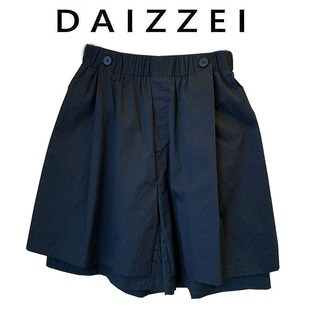 DAIZZEI~2024夏小众宽松休闲双扣双层裙裤松紧高腰阔腿短裤女