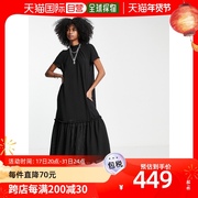 香港直邮潮奢topshop女士绑带领收腰下摆长款连衣裙(黑色)