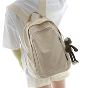 原创百搭纯色帆布双肩，包女简约休闲大容量学生书包，16寸电脑背包男