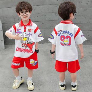 奥特曼衣服男童夏季韩版潮酷POLO衫套装2-10岁男孩宝宝运动短袖潮