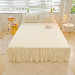 四季通用纯棉床裙式床罩单件全棉防尘保护套，1.5米1.8床单床垫床笠