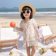 女童网红蕾丝防晒衣中长款轻薄空调外套夏季洋气韩版海边外穿开衫