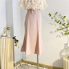 粉色鱼尾裙半身裙女夏中长款高腰，a字包臀裙纯色，气质长裙显瘦裙子