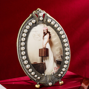 欧式复古金属摆台相框创意6寸7寸10寸家居装饰相框组合婚纱照片框