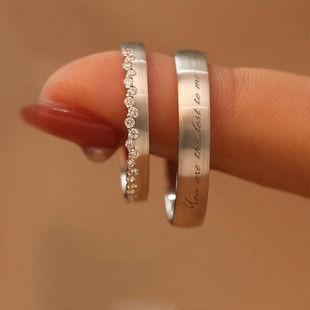 触及真心小众设计婚戒情侣戒指男女一对S925纯银镶钻对戒指环