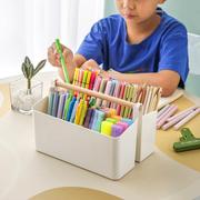 收纳盒学生马克笔大容量笔筒，书桌面儿童，画笔水彩笔铅笔文具桶笔架