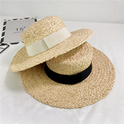 大檐手钩拉菲草帽可折叠遮阳帽子夏天出游海边度假女沙滩帽百搭