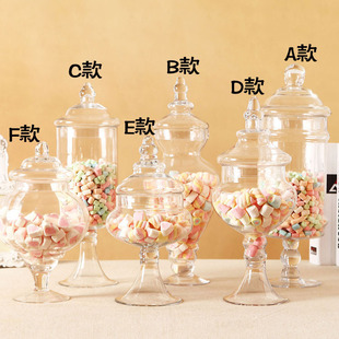 带盖网红欧式透明玻璃樽糖果罐子糖缸储物瓶婚庆可爱创意装饰