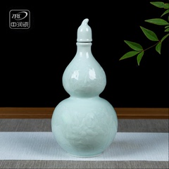 景德镇陶瓷酒瓶子家用雕刻影青