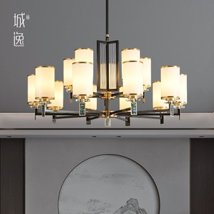 新中式全铜吊灯客厅灯中国风餐厅别墅大厅轻奢大气贝壳设计师吊灯