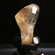 巴西天然金发晶钛晶柱子顺发水晶原石原矿小摆件随形打磨把玩饰物