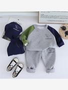 0-5岁男宝宝春秋季圆领，长袖运动套装中小童，长袖长裤两件套批