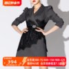 AUI灰色御姐气质西装连衣裙女2024春设计感小众蕾丝修身裙子