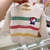 韩国童装23秋男女童宝宝可爱卡通，彩条长袖针织衫洋气毛衣