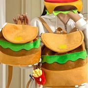 小红书同款双肩包汉堡包可放下A4课本的汉堡双肩包帆布书包女可爱