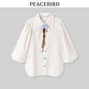 太平鸟袖衬衫年春季斯文泡袖a1cac3338单排多扣纯瑞丽甜美