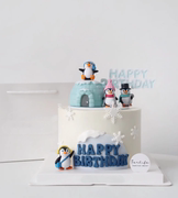 卡通可爱小企鹅生日蛋糕装饰摆件萌萌的4款企鹅生活版鸡韩版
