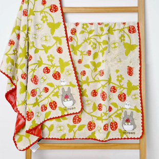 出口日本原单草莓(单草莓，)猫猫刺绣毛巾方巾，浴巾卡通可爱原单外贸精致纯棉