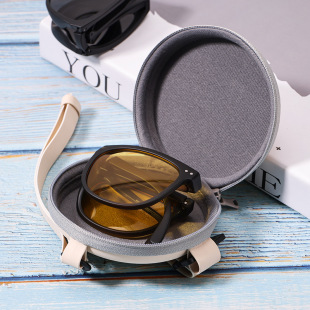 折叠眼镜盒女蕉下同款高品质，便携式收纳袋圆形拉链，太阳镜墨镜包