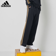 adidas阿迪达斯裤子男经典黑金，条纹休闲直筒，宽松运动长裤