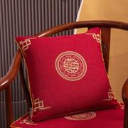 中式绣花抱枕靠垫沙发靠背刺绣，靠包床头(包床头，)靠背软装福星-红45x45单套