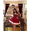 圣诞节战袍红色连衣裙，女秋季高级感气质，年会蓬蓬裙公主裙子