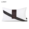 现代轻奢样板房抱枕沙发客厅白色皮革挂饰拼接枕套定制床头软包
